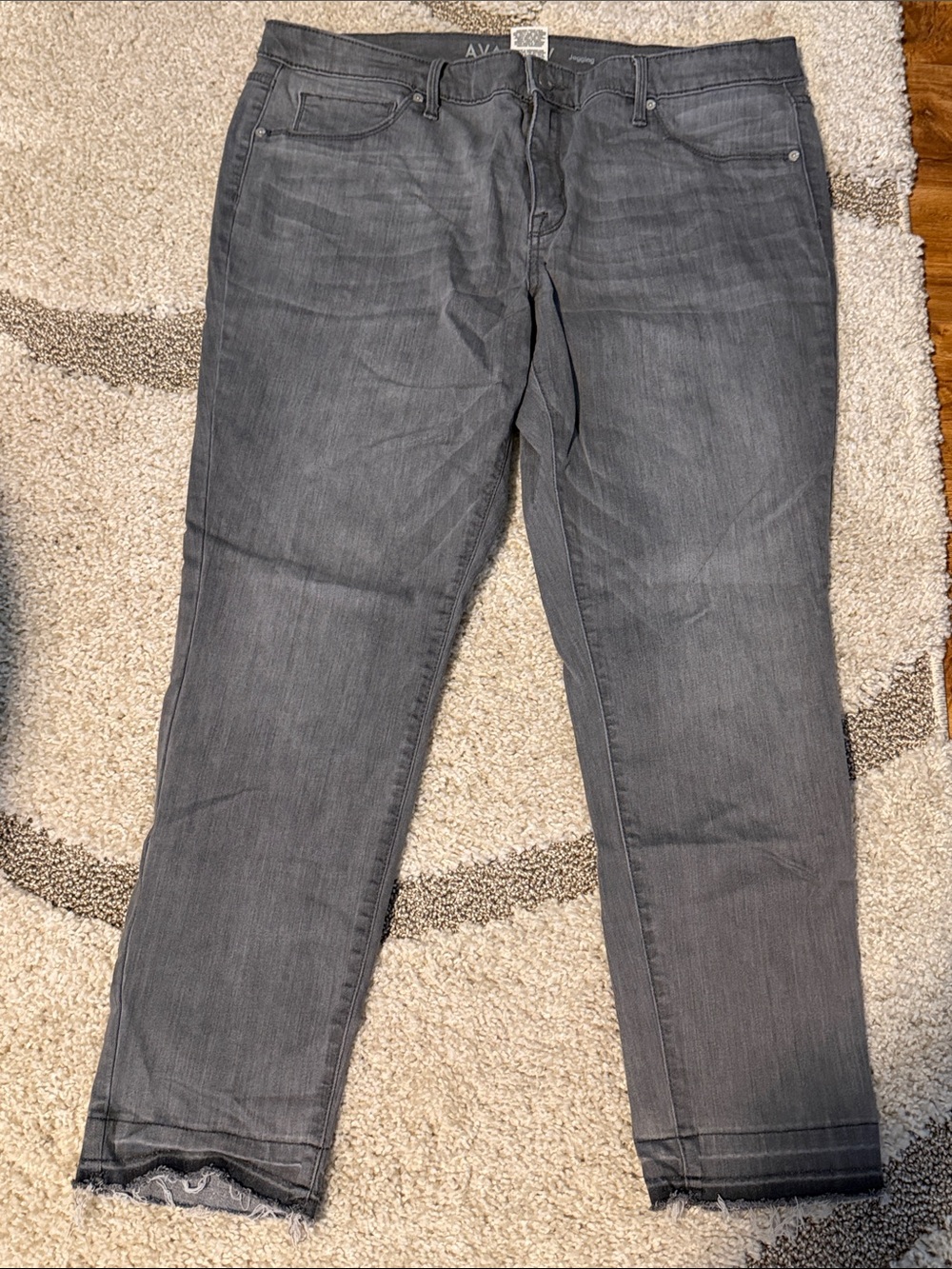Avenue Women's Gray Distressed Ankle Jeans